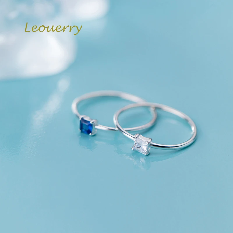 Leouerry, 925 пробы, серебряное, шикарное, голубое, белое, циркон, открытые кольца, для женщин, элегантное, на кончик пальца, обручальное, для вечеринки, ювелирное изделие