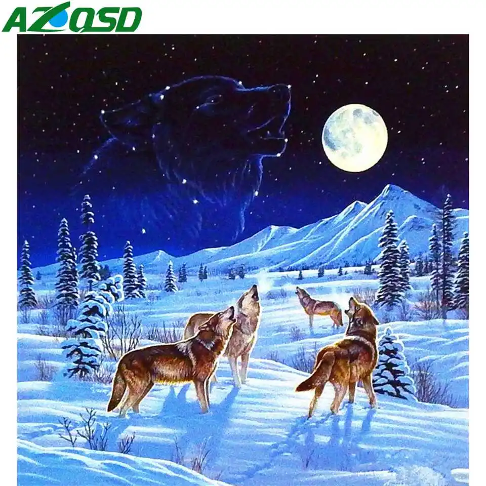 AZQSD Алмазная вышивка волки животные мозаика подарок ручной работы картина стразы