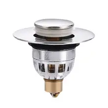 Universal Basin Pop-up Drain Filter Metal Bounce Core Push-type Tool Build-in Strainer Sink Plug Kitchen Bathroom Hair Catcher