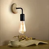2Pcs/lot Vintage Wood Wall Lamp E27 Light Bulb Retro Industrial Wall Light Fixture For Home Loft Living Room Bedside Lamp Sconce 4