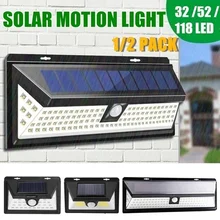 Junejour датчик движения Детектор солнечный светильник s 32/52/118LED Настенный Солнечный светильник Открытый охранный светильник ing Ночной светильник IP65