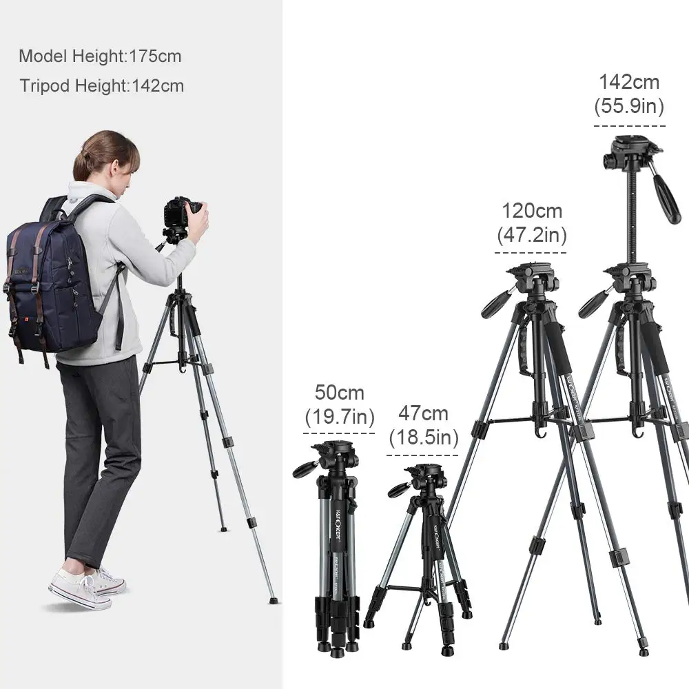 K& F концепция 56''Compact легкий портативный штатив для путешествий с держателем для телефона для сотового телефона DSLR и OSMO Pocket