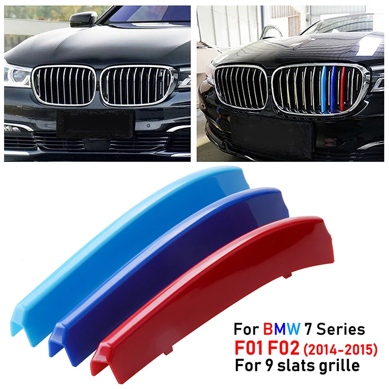 

9 Slats Kidney Grill Front Grille Cover Clip Trim Decal Stripe Fit For BMW 7 Series F01 F02 LCI 2014-2015 G11 G12 2016 - 2018