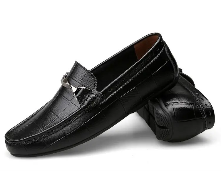 

Mens Black Casual Genuine Leather Shoes Spring Summer Men Flat Walking Loafers Brown Man Luxury Slip on Boat Shoes Big Size