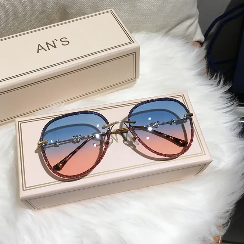 MS, новинка, женские солнцезащитные очки с бриллиантами, имитация, стразы, градиентный цвет, UV400, женские солнцезащитные очки - Цвет линз: C05