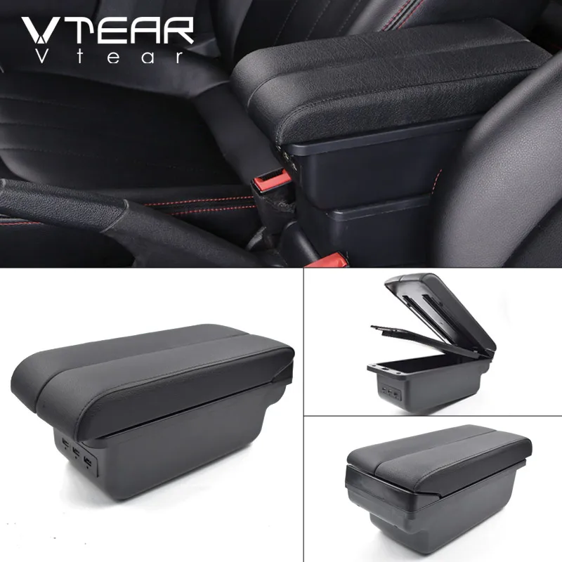 For Toyota RAV4 1999-2003 Car Center Console Armrest Storage Box Accessories With Cup Holder And Removable Ashtra Black 