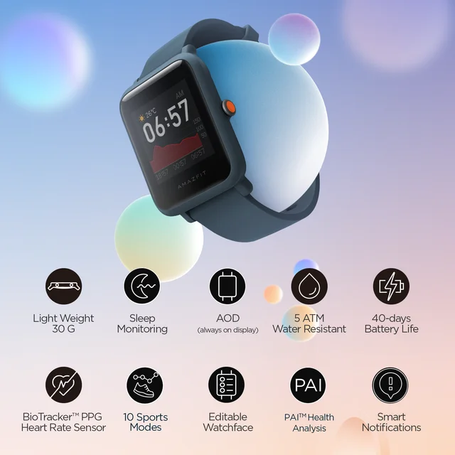 Original Amazfit Bip S Lite Smartwatch 5ATM Waterproof Swimming Color Display  Smart Watch 1.28inch For Android ios Phone 4