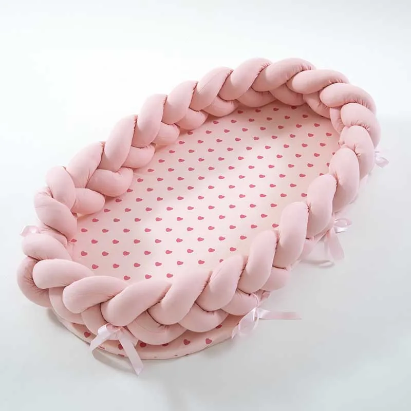 Baby Bed Portable Grey Pink Crib Baby Nest Cot Kids Cradle Children's Bed Bumper Sides in the Crib Newborn Room Decor