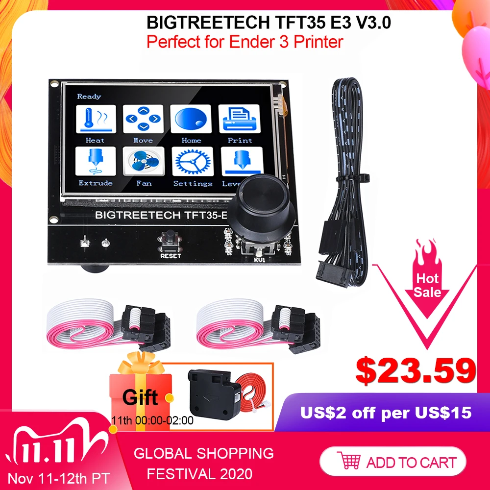 BIGTREETECH TFT35 E3 V3.0 Touch Screen 12864 LCD Display Wifi TFT35 3D Printer Parts For Ender3 upgrade CR10 SKR MINI E3 Board afbeelding