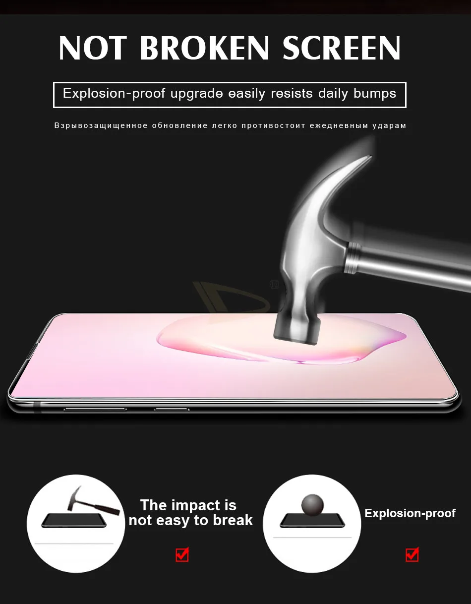 Защитная пленка для экрана с защитой от ультрафиолета для samsung Galaxy S8, S9, S10 Plus, S10e, закаленное стекло для Note 8, 9, 10 Pro, защитное стекло