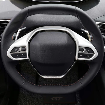 

For Peugeot 208 2020 2021 ABS Matte/carbon fibre Car Steering Wheel Decoration cover Trim sticker Car Styling Accessories 1pcs