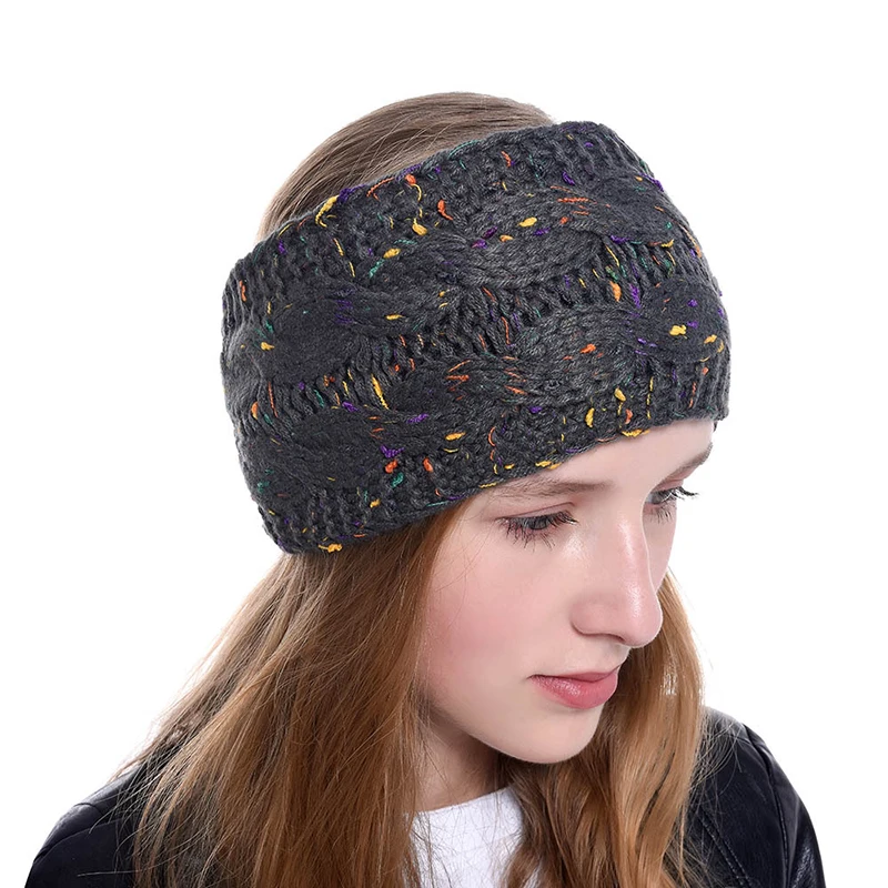 Новая вязанная крючком плюс бархатная повязка для волос зимняя теплая Ушная вязаная головная повязка головной убор тюрбан теплые утолщенные аксессуары для волос