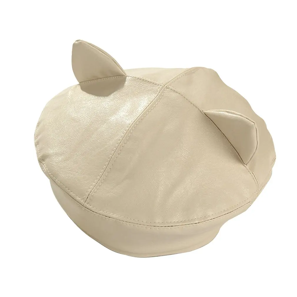 beige Осенний и зимний берет Женская Корейская версия диких Стерео милые кошачьи уши простой сплошной цвет Уличная Повседневная шляпа художника - Цвет: beige