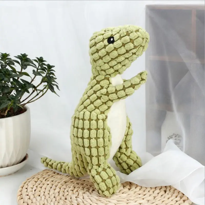 New Pet Dinosaur Shape Plush Chew Molar Squeaky Toys For Dogs Puppy Toys Brush Dog Teeth Pet Cotton Rope Toy High Quality