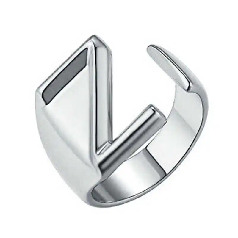 Silver-Z Z to A Fashion Открытое кольцо персонализированное письмо Регулируемая печатка серебряного цвета - Цвет основного камня: Silver-Z