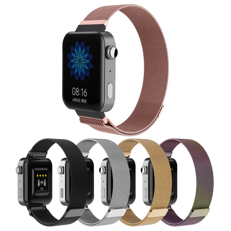 Магнитный ремешок из нержавеющей стали mi lanese с петлей для xiaomi mi Watch, умные часы, наручные Широкие ремешки для xiaomi mi watch mi ui
