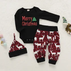 Vêtements pour nouveau né, barboteuse pour bébé garçon, combinaison à manches longues, pantalon, ensemble 3 pièces, tenue pour bébé 