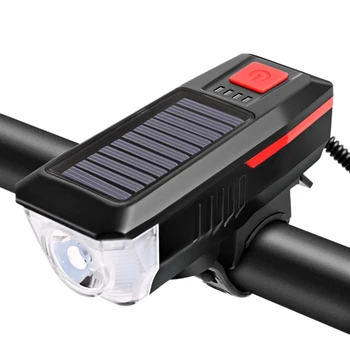 

LED Solar Power Bicycle Headlights Front Light Waterproof USB Rechargeable Bike Lamp