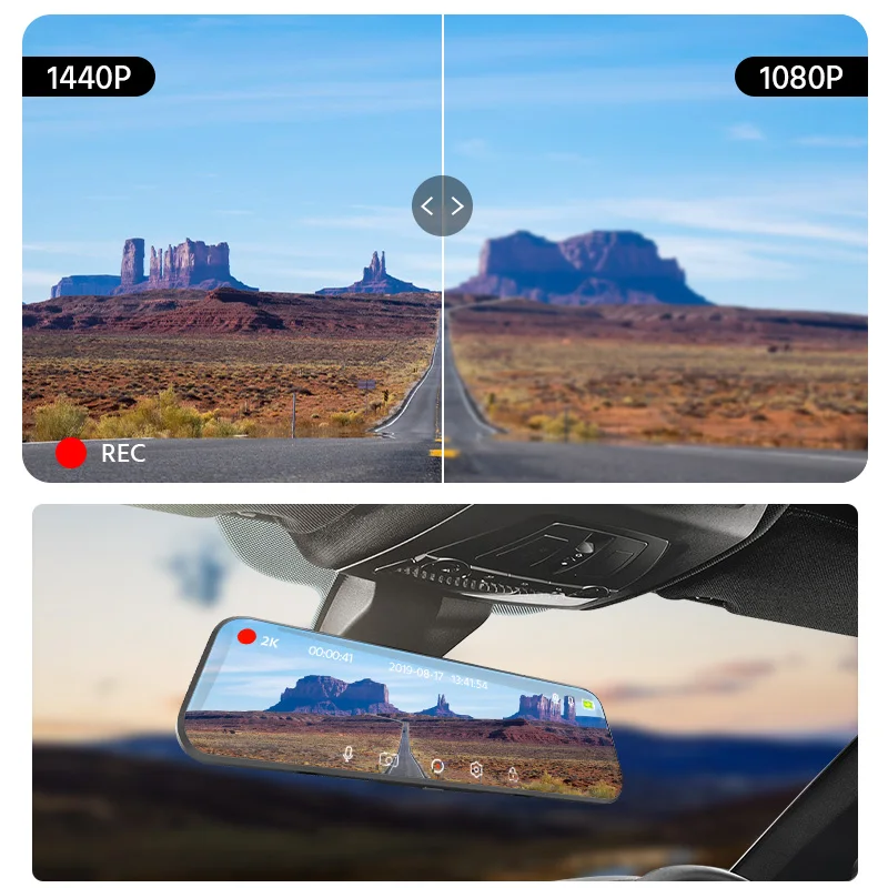 E-ACE 2K Автомобильный видеорегистратор Камера 10 дюймов потоковое зеркало заднего вида Dash Cam FHD 1080P видео рекордер Авто регистратор с камерой заднего вида