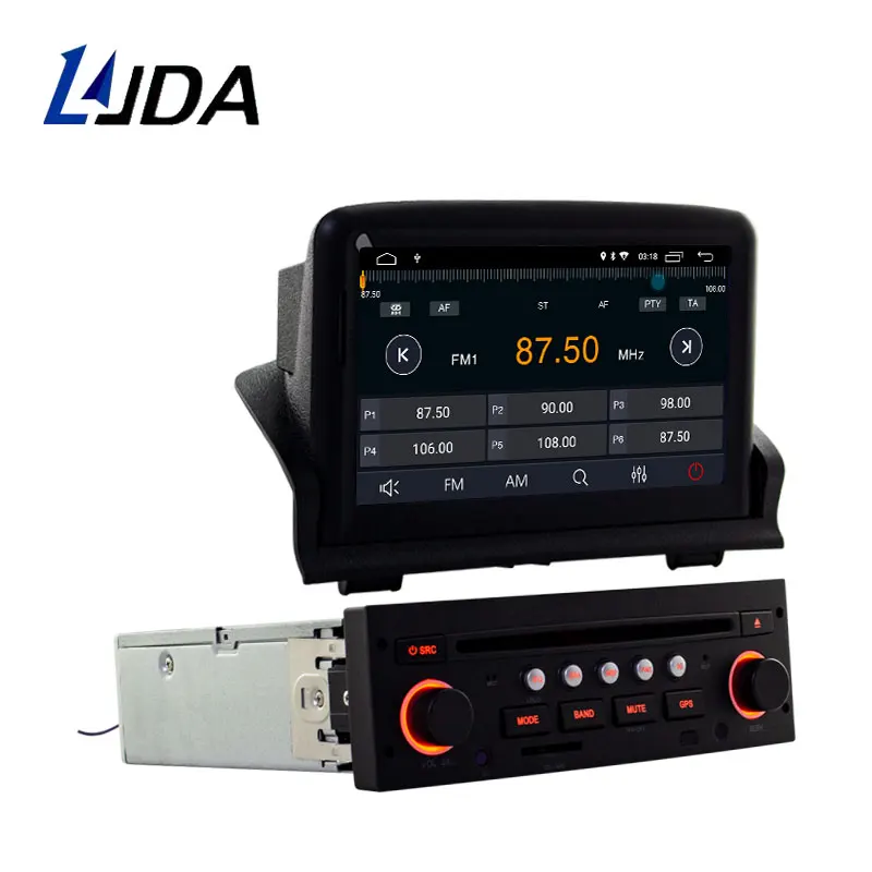 LJDA 1din 7 дюймов Android 10,0 автомобильный dvd-плеер для peugeot 307 2007-2011 gps навигация Bluetooth USB Мультимедиа карта FM радио