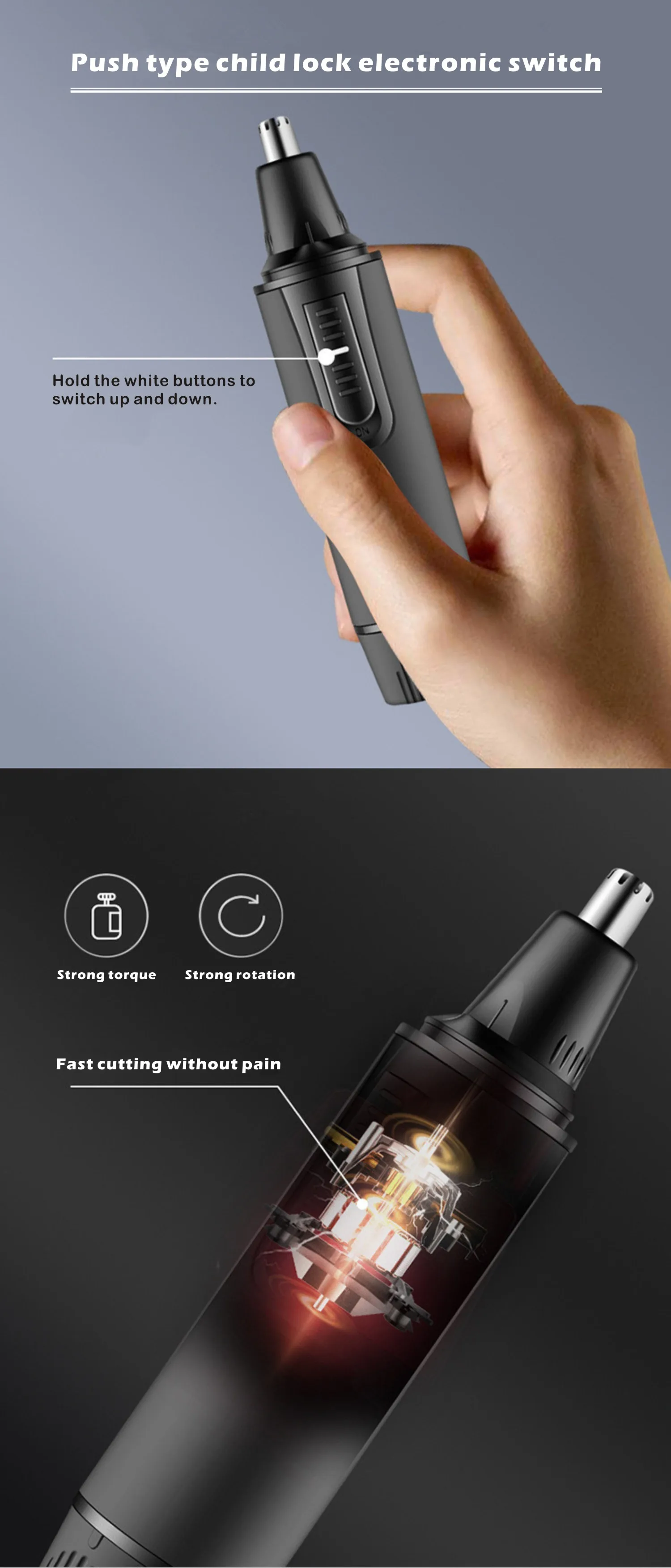 Description Picture 5 of item3 in1 Battery Style Ear Nose Trimmer Painless for Men's Shaver Hair Removal Eyebrow Beard Trimer Face Care Electric Rasoio