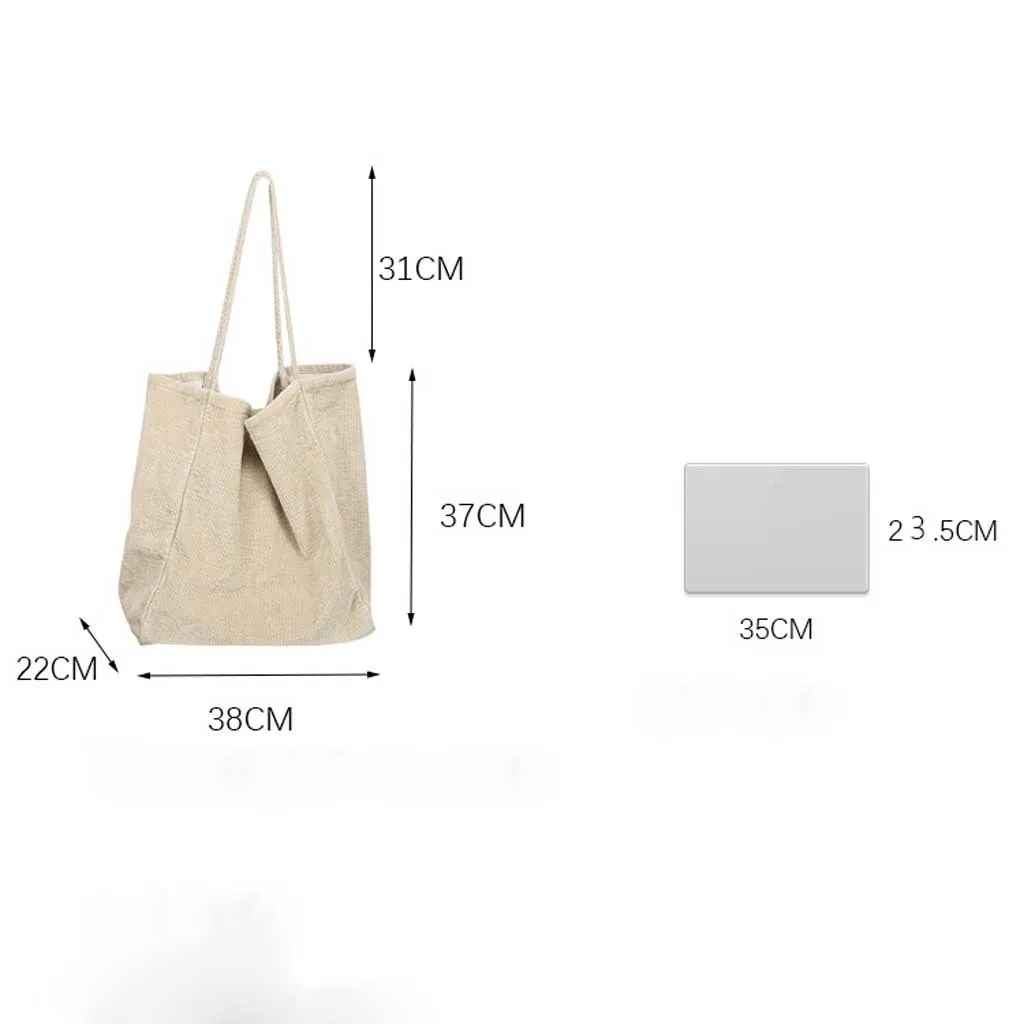 Женская Вельветовая сумка для покупок, многоразовая большая сумка для покупок, Экологичная сумка для покупок, сумки на плечо для молодых девушек
