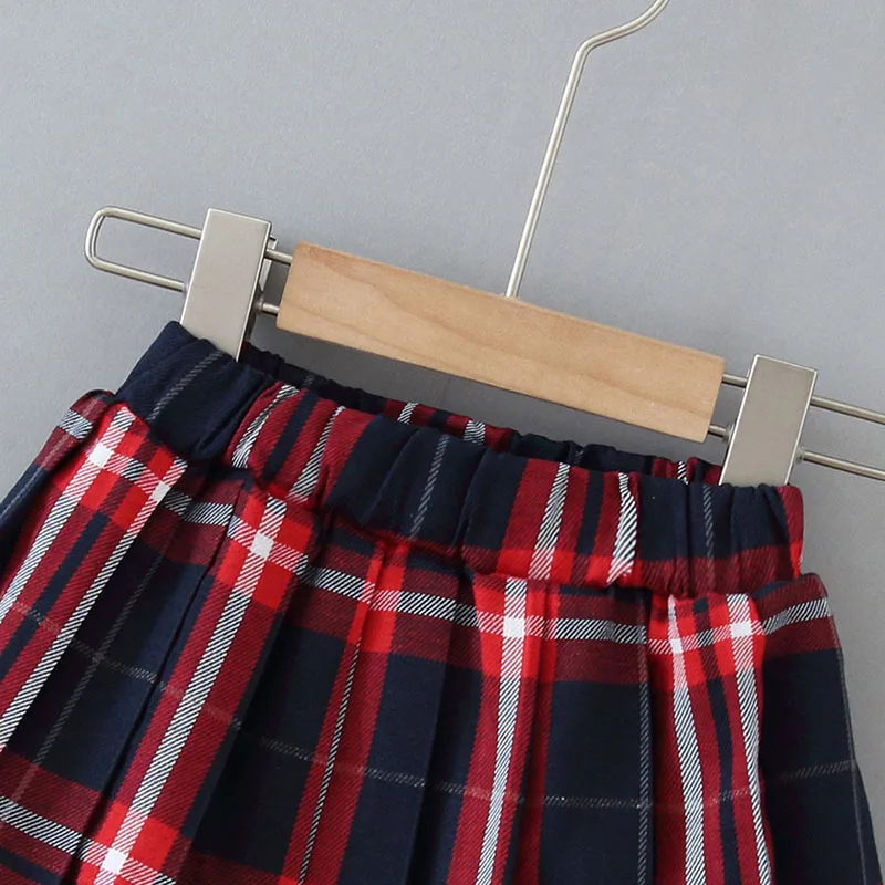 Новая осенняя одежда для маленьких девочек юбка в клетку короткие юбки-пачки с эластичной резинкой на талии повседневная юбка в складку для маленьких девочек, школьные юбки# p