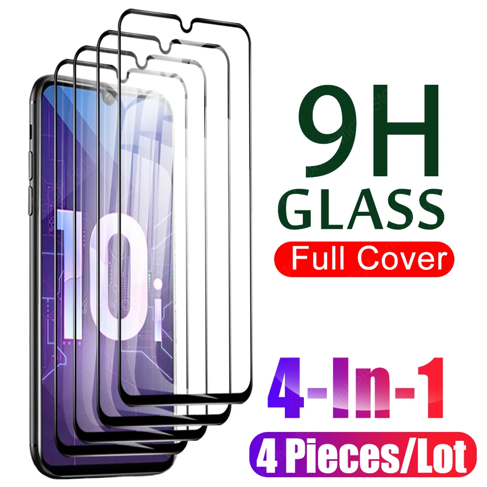 Full Cover Glass 4 Pcs Protector For Honor 10i 10 10X Lite Screen Protective Film On Honor10 X i 10lite 10xlite Tempered | Мобильные
