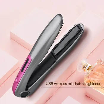 

2 in1 Professional Wireless Hair Straightening Iron Ceramic Curling iron Flat Iron USB Rechargeable Hair Curler Straightener