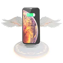 10 Вт Быстрое беспроводное зарядное устройство Ангел крылья ночной Светильник зарядное устройство для телефона уникальный дизайн Aura совместимо с Apple Android зарядное устройство