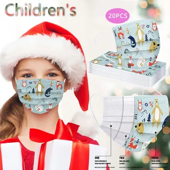 

20pc Christmas Mascarillas Infantiles Desechables Print Pattern Face Mask Mascarilla 3capas Nonwove Breathable Mascherine Masque