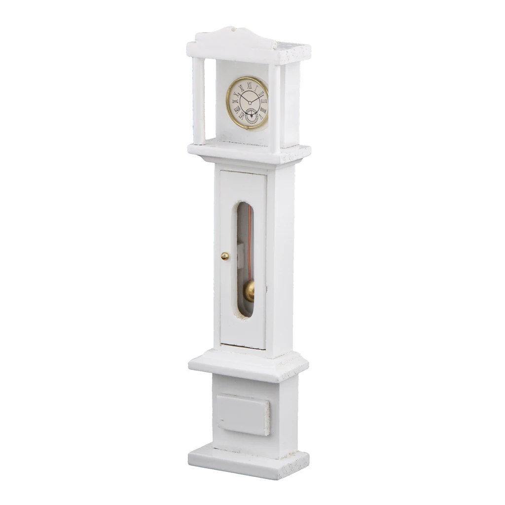 1/12 Dollhouse Miniature Room Furniture Vintage White Grandfather Clock