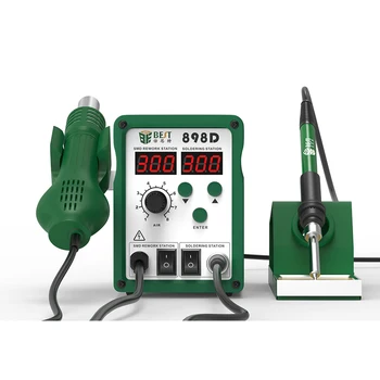 

BST-898D Lead-Free Spiral Heat Gun 2 In 1 Can Adjusted Dual Display Desoldering Station Soldering Iron For PCB SMT SMD Rework