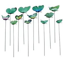 12 шт. искусственный декор в виде бабочек, садовый двор, газон, патио, наружные художественные украшения, разные цвета, декоративные поделки Y5GB