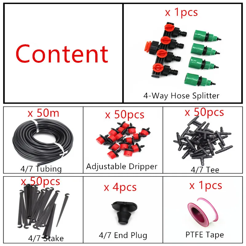 50 м сад DIY Мини капельная система 4 шт. интерфейс завод автоматический шланг для полива сада набор капельница полива комплект для полива