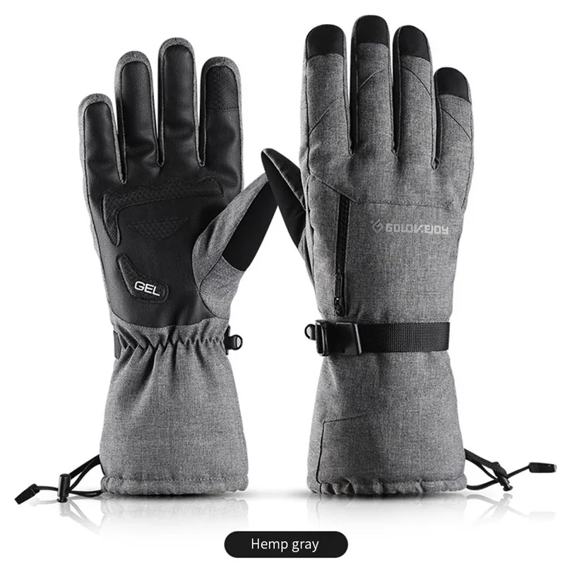 1 пара, унисекс, зимние теплые лыжные перчатки, водонепроницаемые, для взрослых, ветрозащитные, для альпинизма, велоспорта, спорта, катания на лыжах, перчатки - Цвет: gray