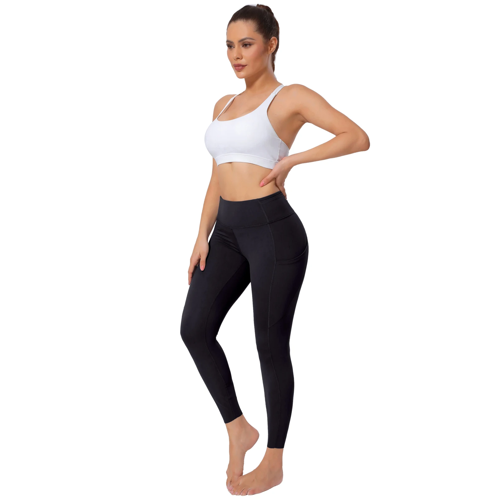 seamless leggings High Waisted Plain Full Length Legging with Pocket Women Stretch Push Up Fitness Yoga Pants Gym Workout Sports Long Tights XS-XL tiktok leggings amazon