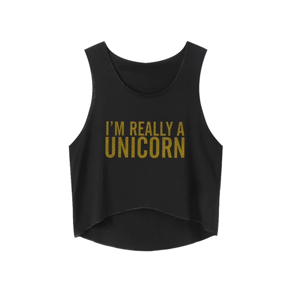 Женские майки с золотым принтом «I'm rely A Unicorn», модные майки, сексуальный топ для девочек