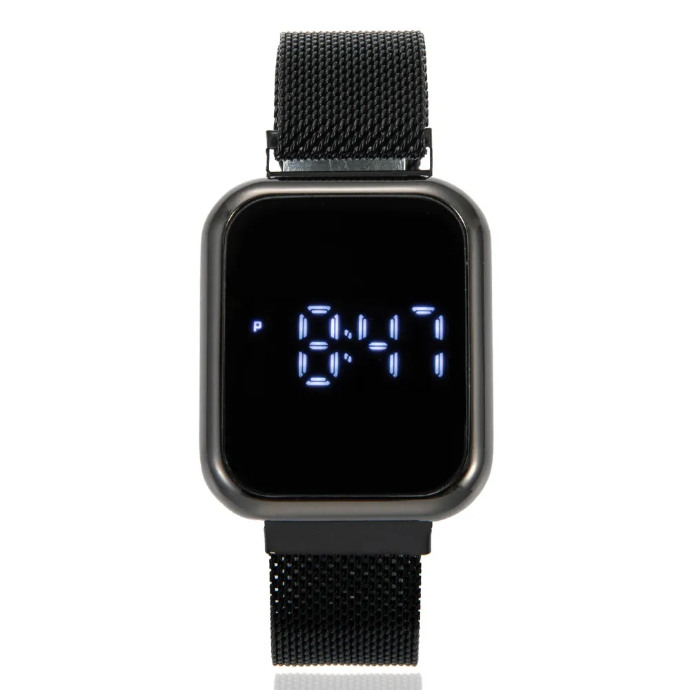 Fashion Luxury Men's Electronic Watches LED Display For Men Women Gold Silver Black Stainless Steel Strap With Magnetic Buckle