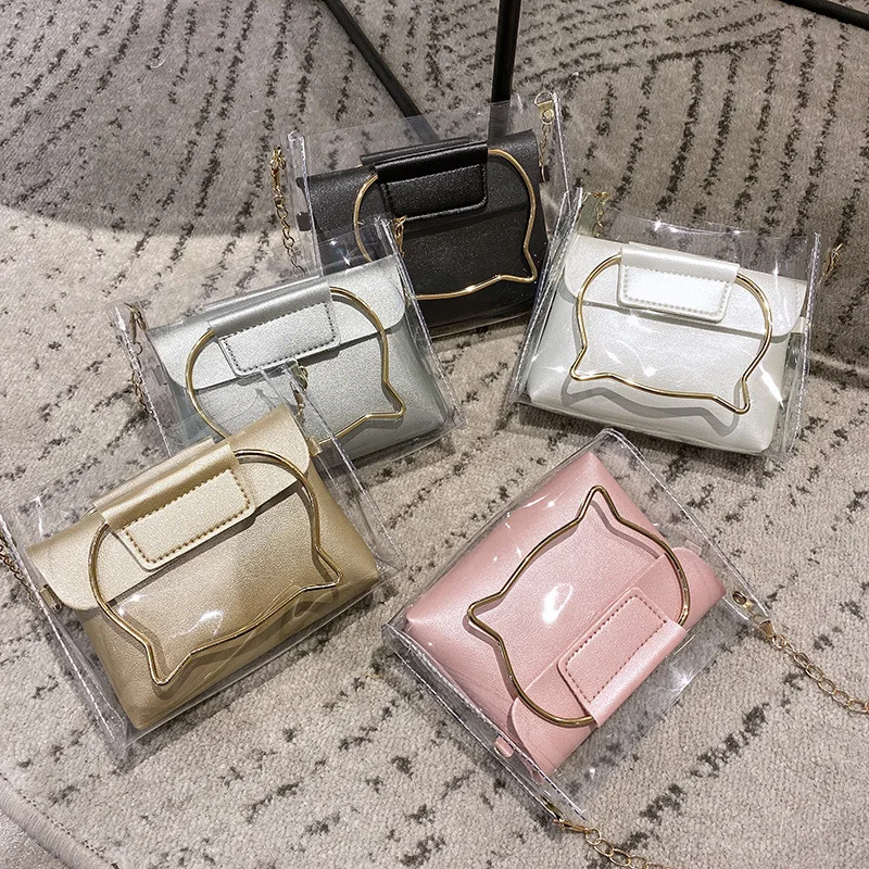 mini small square bag Shoulder Bags PU Flap Lady SolidBag Cover Fur Crossbody bag for women Cute student New Korean version afbeelding