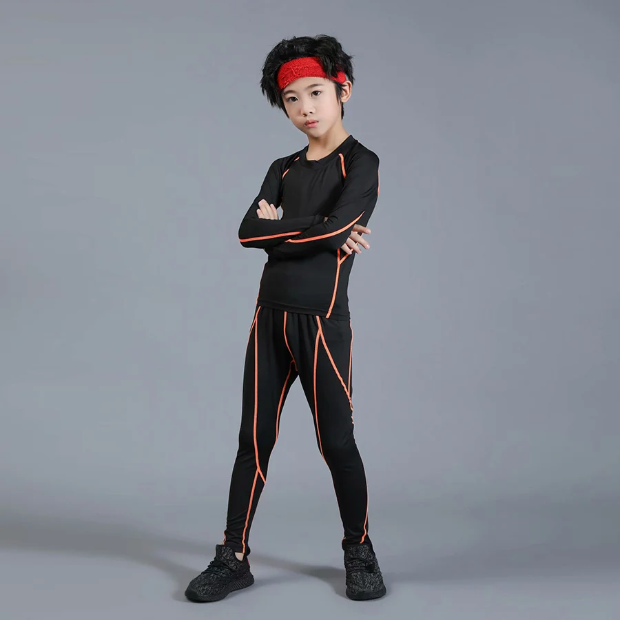 Nazun/лыжный комплект зимнего термобелья для мальчиков; Детские функциональные рубашки и штаны; Спортивный комплект для девочек - Цвет: Черный