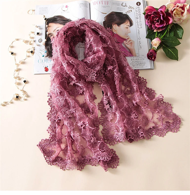 hot pink Женская кружевная шаль с вышивкой и пайетками, подходит ко всему, роскошная женская шаль и шарф cheongsam, вечерние Свадебные Шали, палантин - Цвет: hot pink