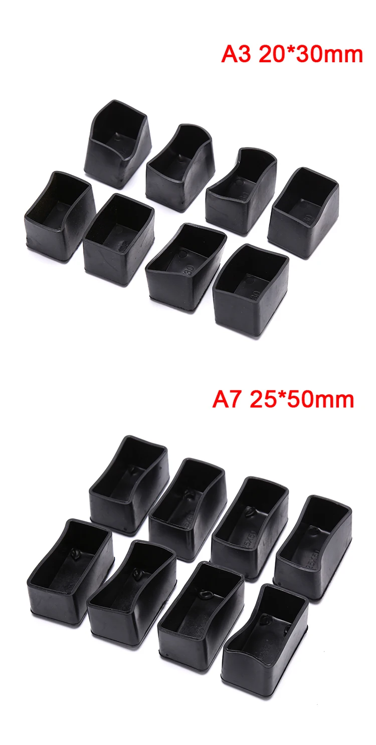 8 Pcs Durable Rectangle Silicone Chair Leg Caps Non-slip Table Foot Cover Socks Protector Protecting Furniture Floor Cover 7Size