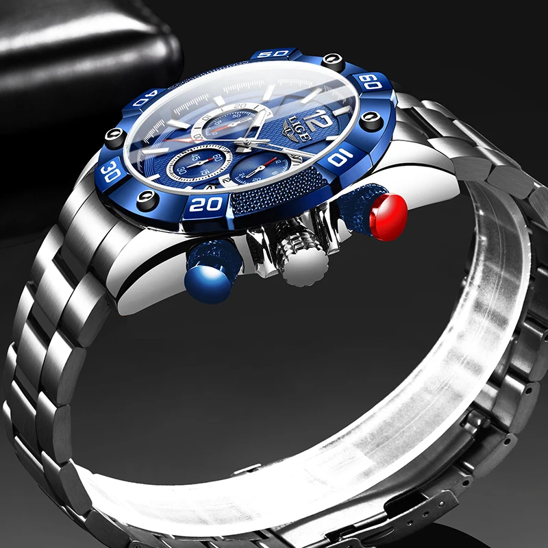 

LIGE New Fashion Mens Watches Top Brand Luxury WristWatch Men Quartz Clock Blue Waterproof Chronograph Relojes Relogio Masculino