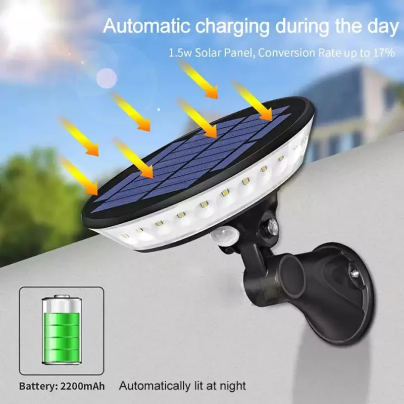 

29 LED solar light, motion sensor light adjustable solar panel Ufo solar wall light IP65 waterproof LED spotlight garden light