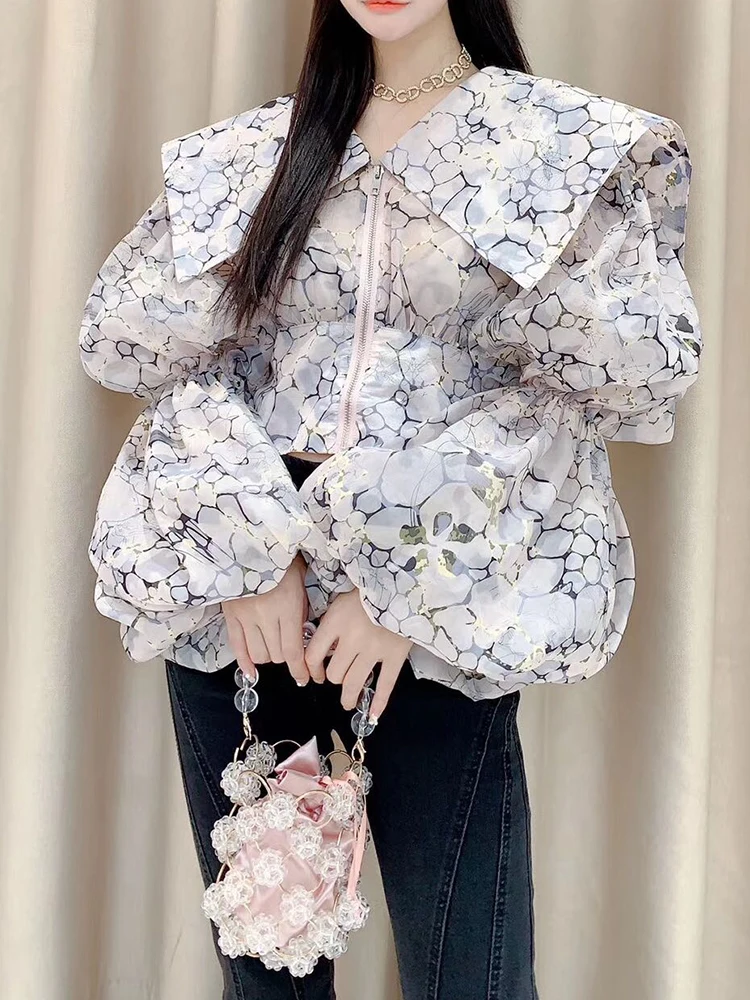 Large lapel retro geometric pattern waist short