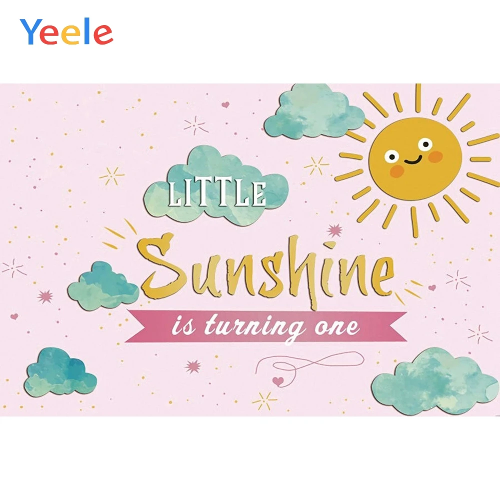 

Little Sunshine Is Turning One Cloud Baby 1st Birthday Party Princess Backdrop Vinyl Photography Background For Photo Studio