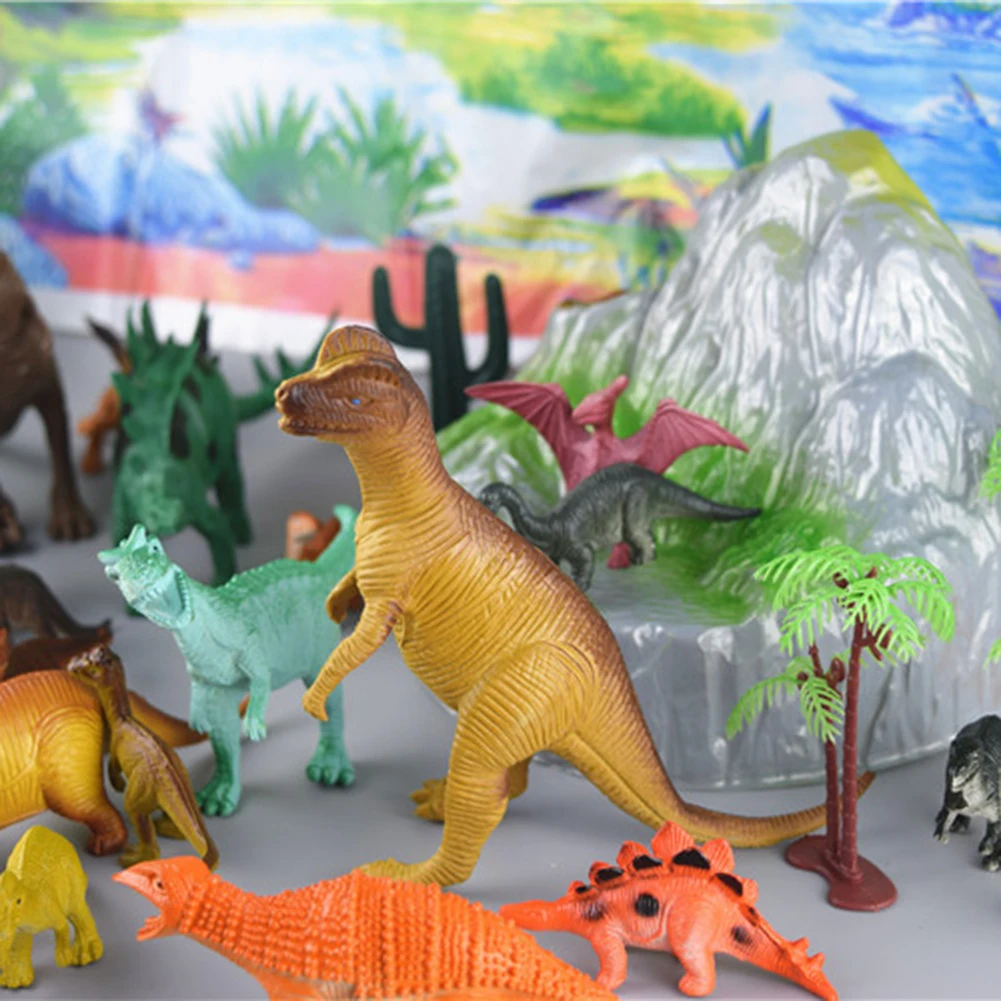 26 шт./компл. Мини фигурки динозавров поддельные Хилл модель с ведром развивающая игрушка