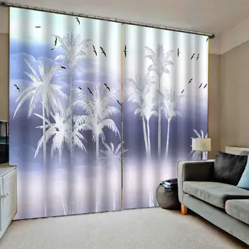 

Decoration curtains 3D Curtain Luxury Blackout Window Curtain Living Room grey blue curtains beach curtain