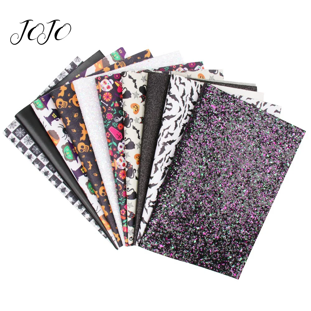 

JOJO BOWS 22*30cm 10pcs Faux Synthetic Leather Glitter Fabric sheets Set Holiday Decoration DIY Hair Bow Handmade Craft Supplies